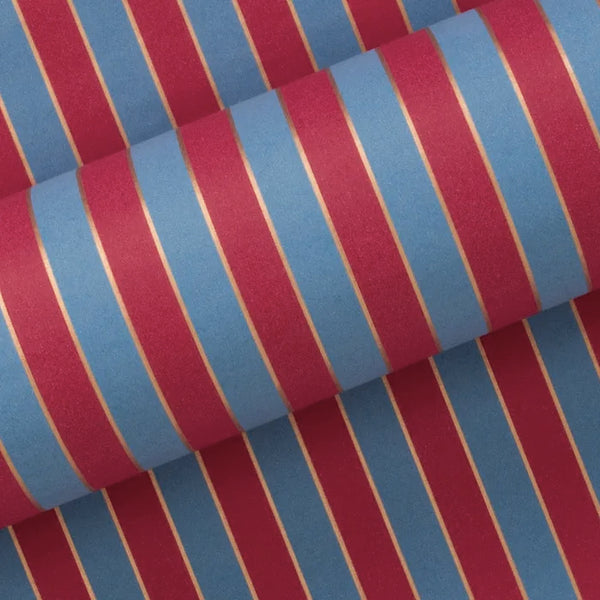 Classic Stripe Blue and Red Wrapping Paper - The Paper Empire