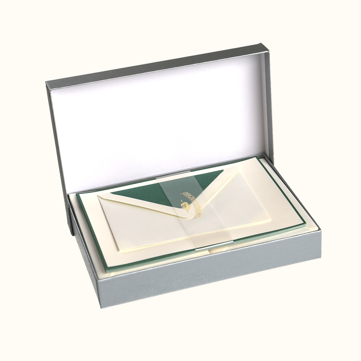 Original Crown Mill Dark Green and Cream Notepaper Set