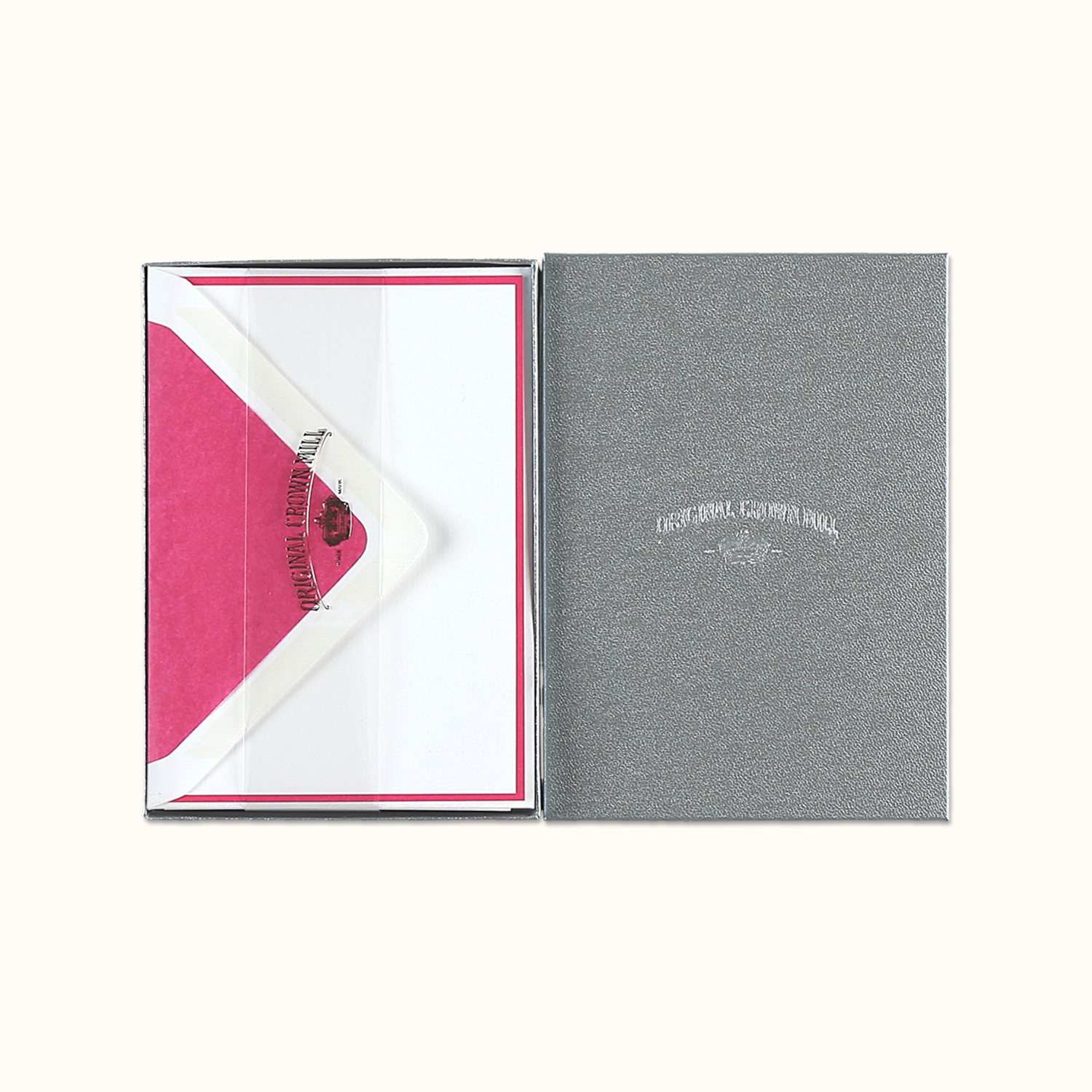 Original Crown Mill Fuschia and White Notecard Set