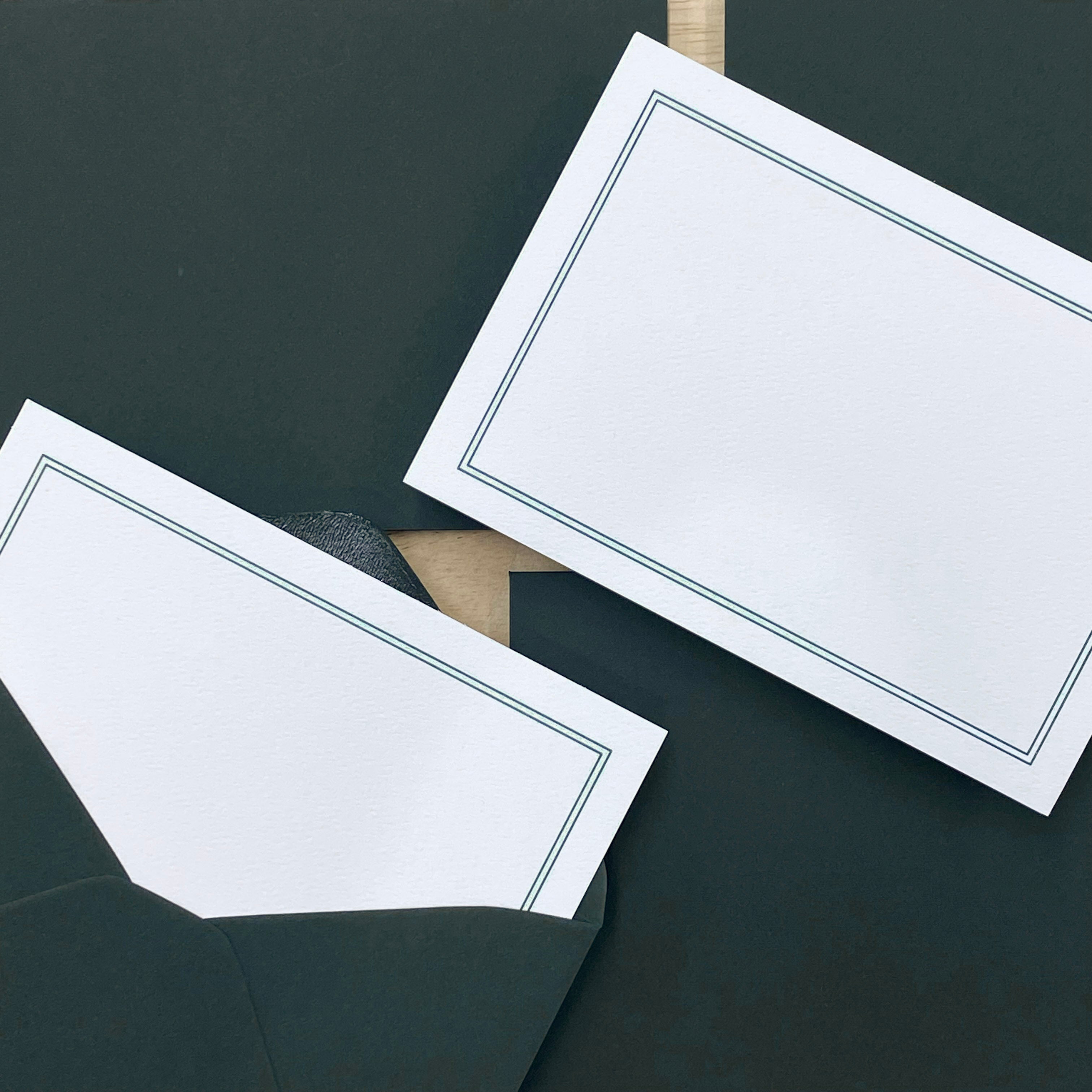 Dark Green Border Note Card Set