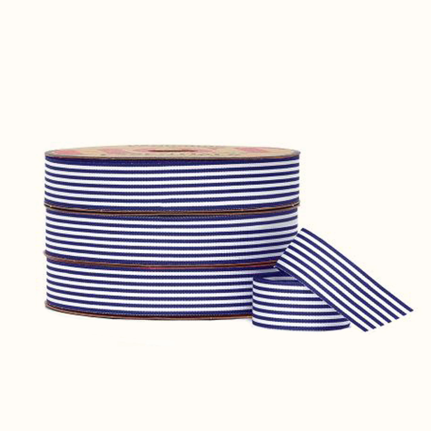 Navy and White Striped Grosgrain