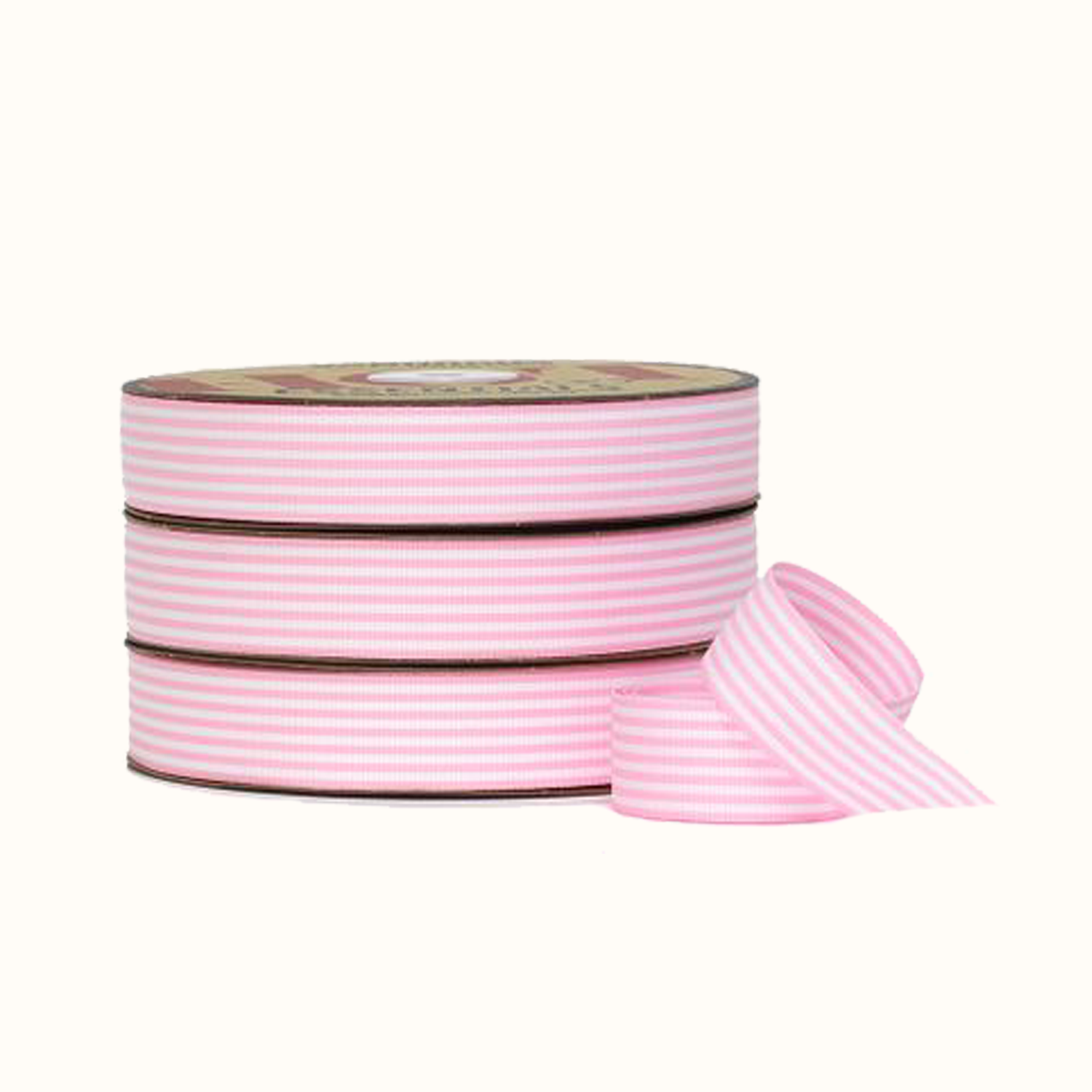 Light Pink and White Striped Grosgrain