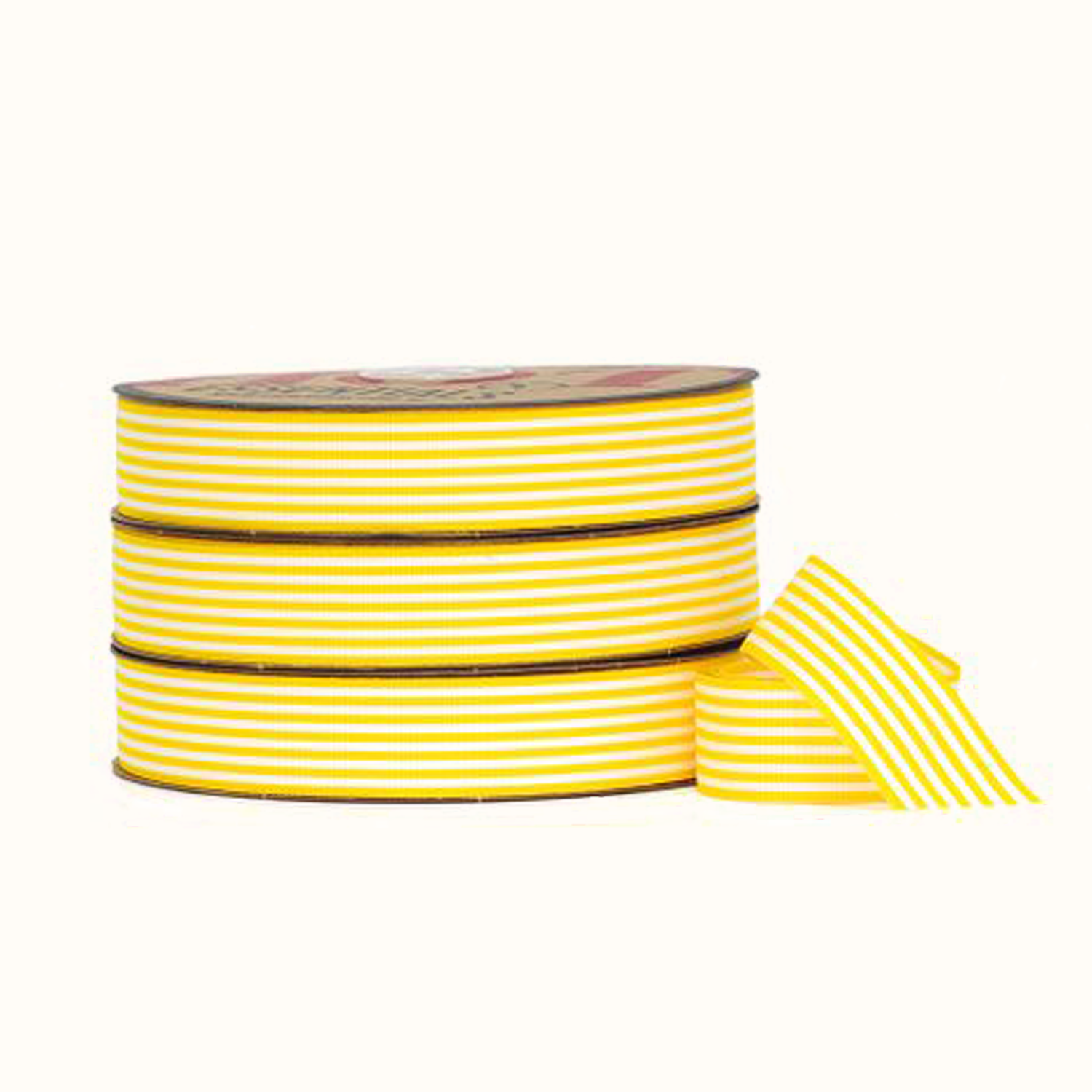 Yellow and White Striped Grosgrain