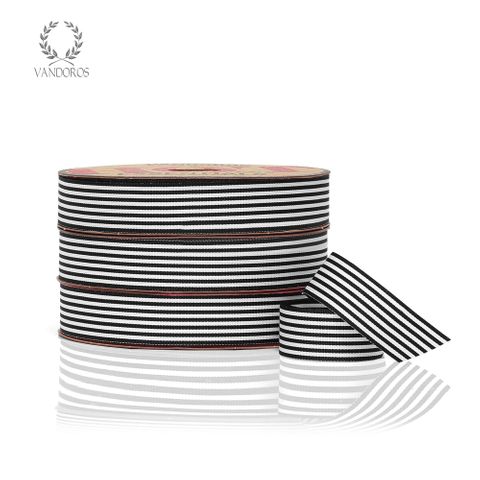 Black and White Striped Grosgrain