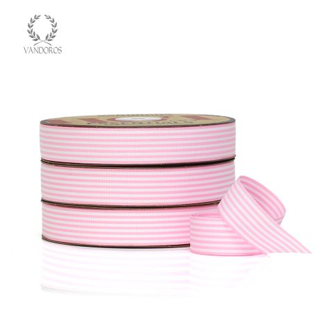 Light Pink and White Striped Grosgrain