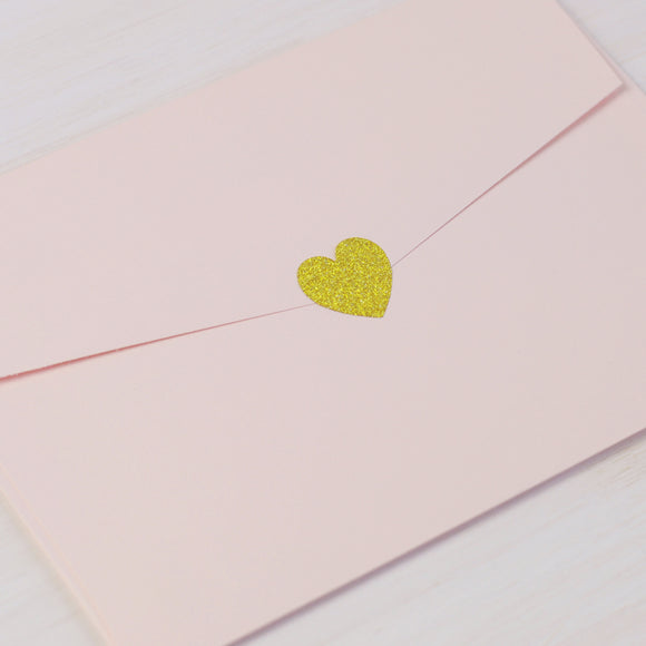 Cute Gold Glitter Heart Stickers