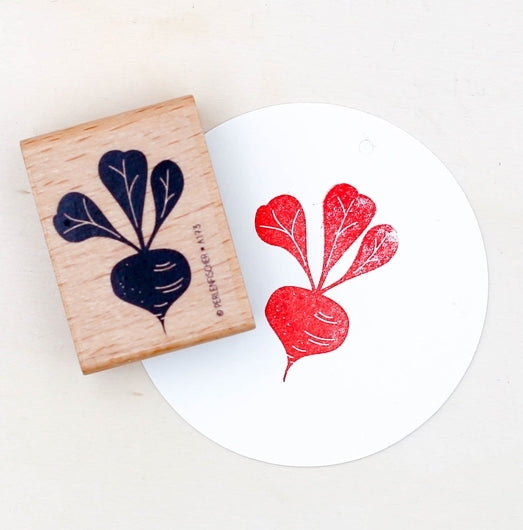 Wooden radish stamp. Turnip print stamp.