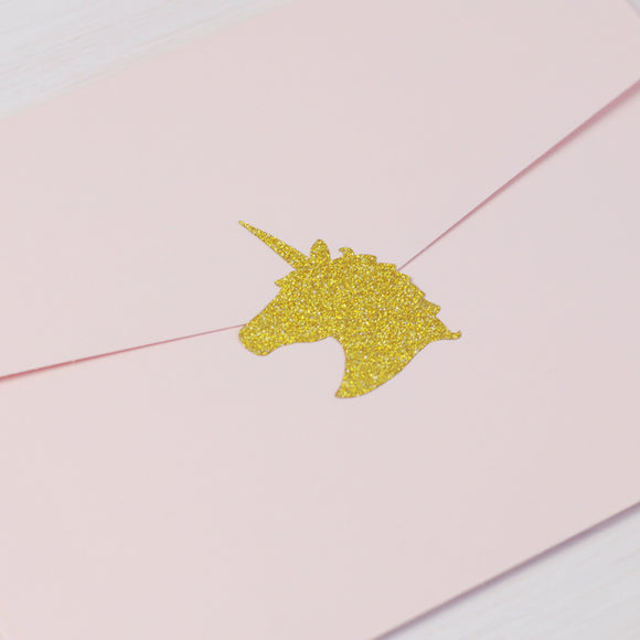 Unicorn Stickers Gold Glitter