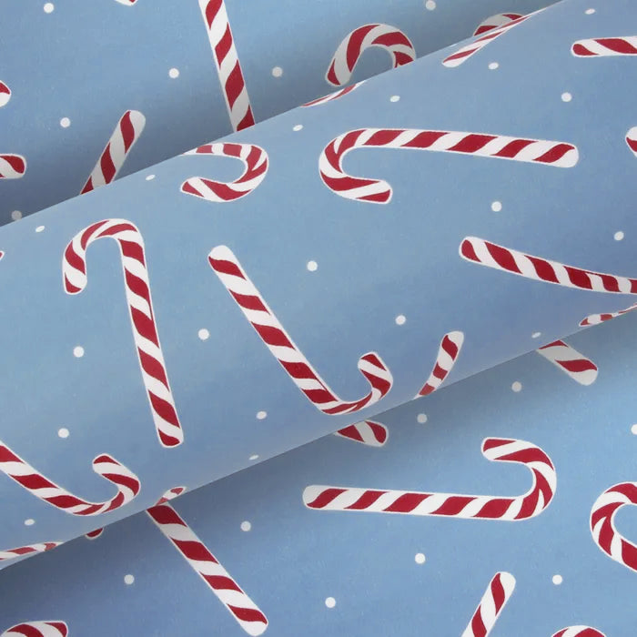 Festive Candy Cane Blue and Red Wrapping Paper