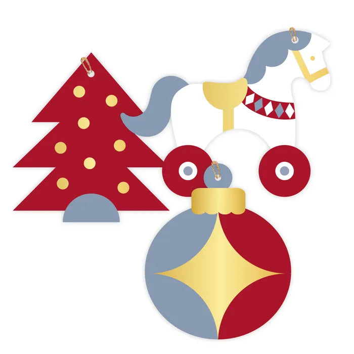 Drummer Boy Christmas Tags Blue and Red