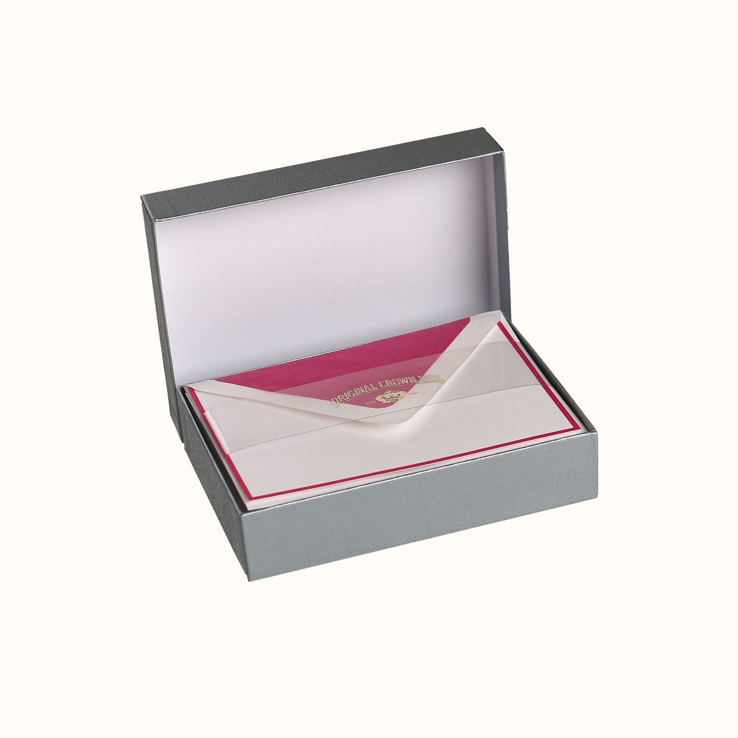 Original Crown Mill Fuschia and White Notecard Set