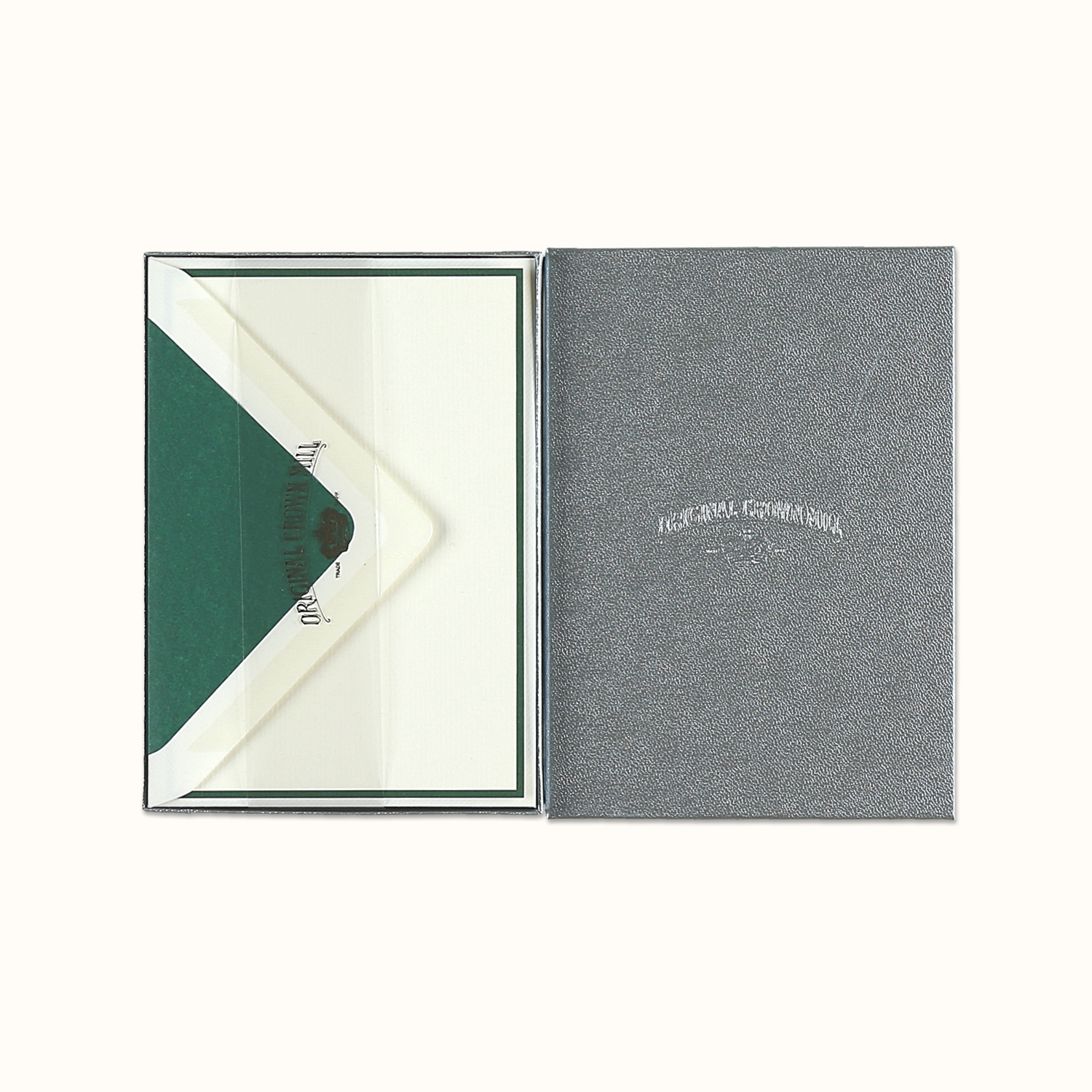 Original Crown Mill Dark Green and Cream Notecard Set
