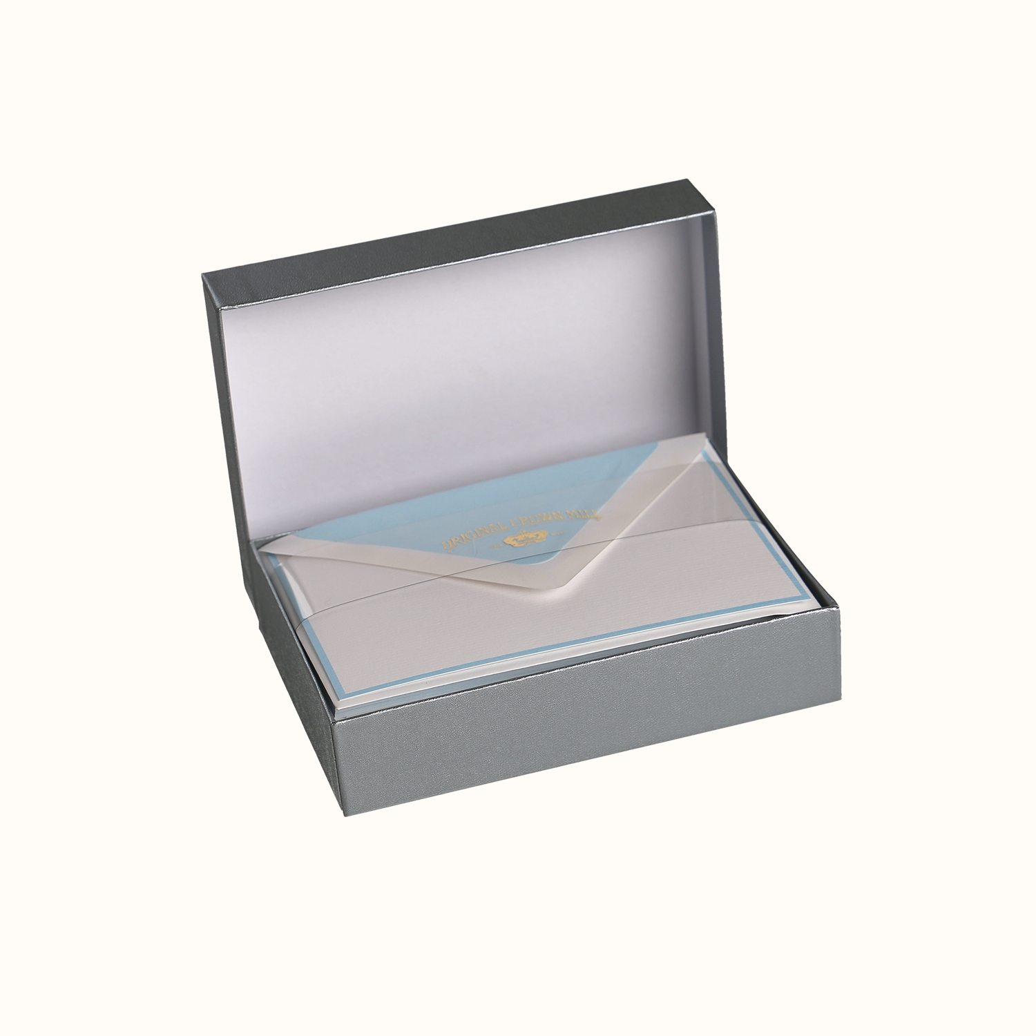 Original Crown Mill Ice Blue and White Notecard Set