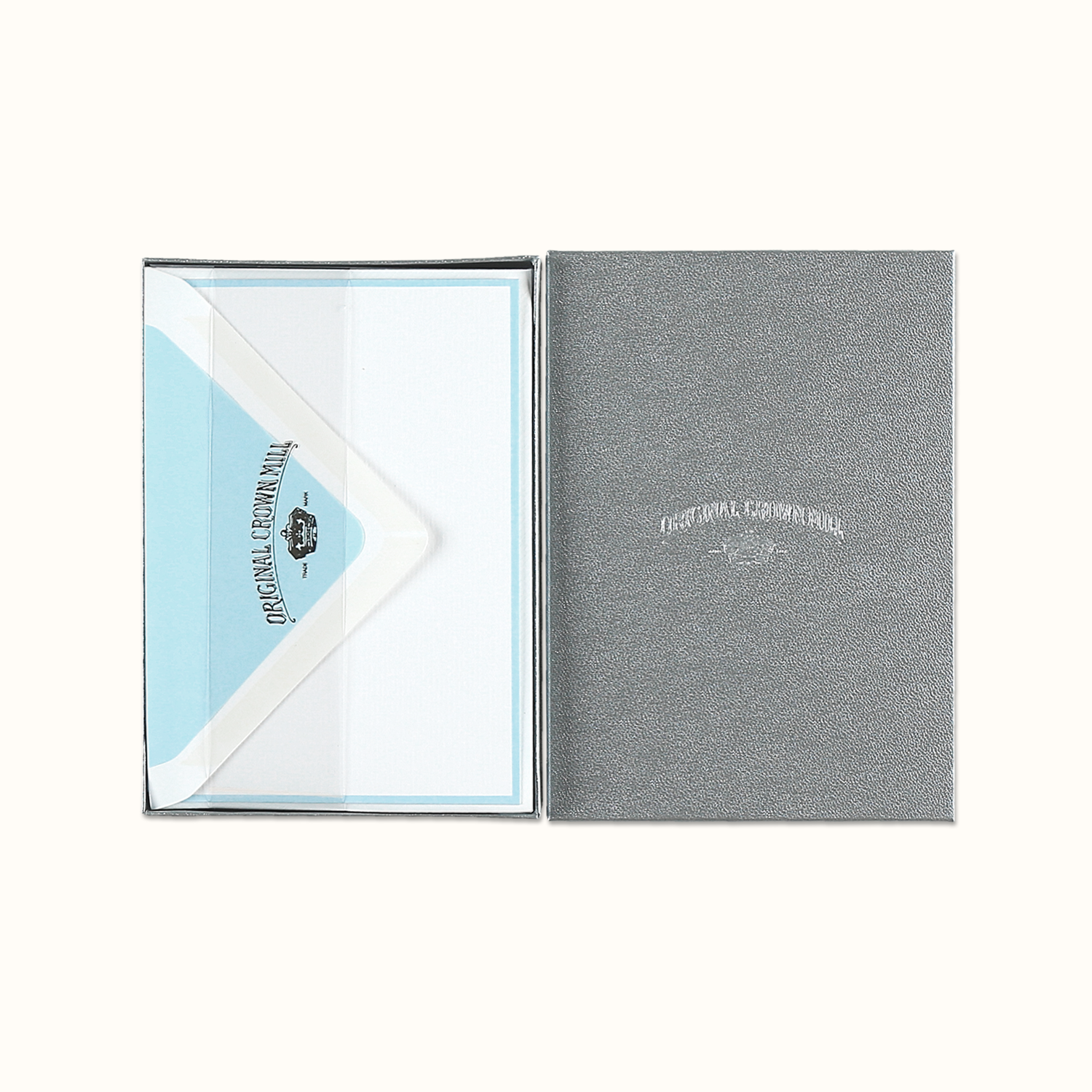 Original Crown Mill Ice Blue and White Notecard Set