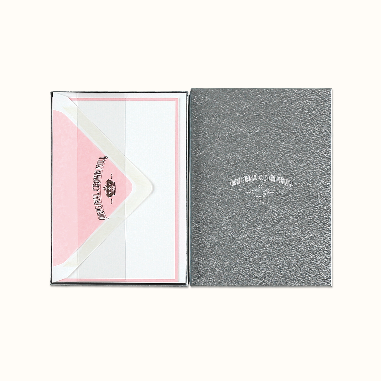 Original Crown Mill Light Pink and White Notecard Set