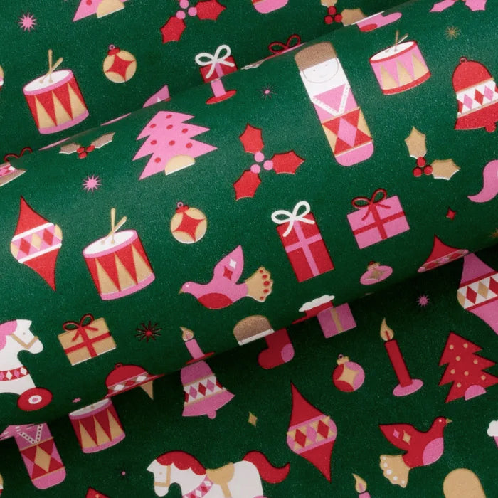 Drummer Boy Green and Pink Wrapping Paper