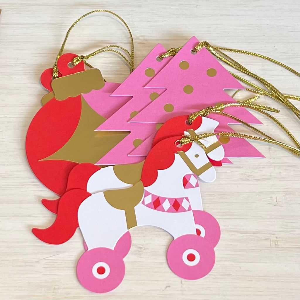 Drummer Boy Christmas Tags Pink and Red