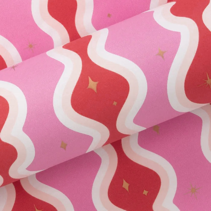 Retro Swirl Pink and Red Wrapping Paper