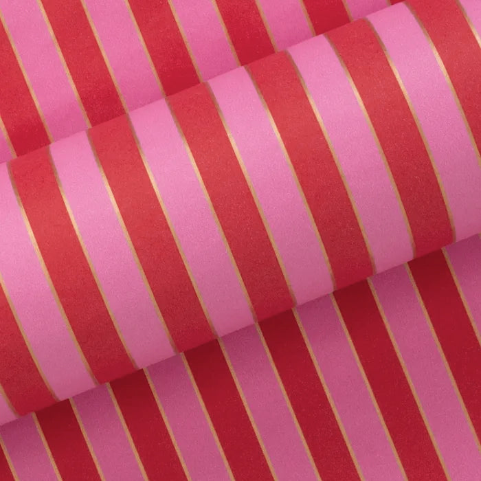 Classic Stripe Pink and Red Wrapping Paper