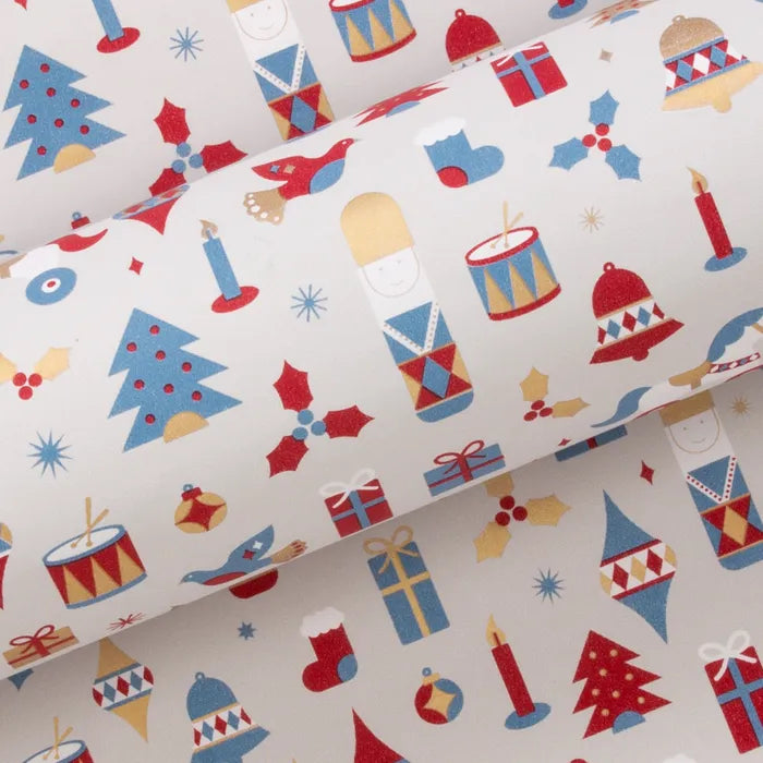 Drummer Boy Blue and Red Wrapping Paper