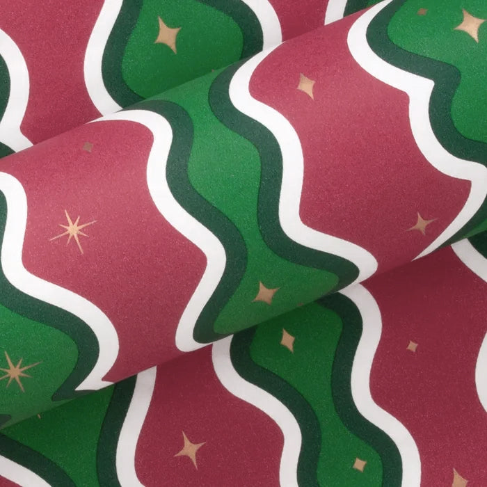 Retro Swirl Red and Green Wrapping Paper