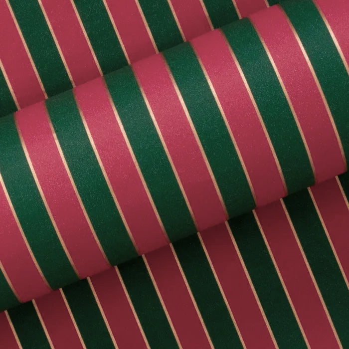 Classic Stripe Red and Green Wrapping Paper