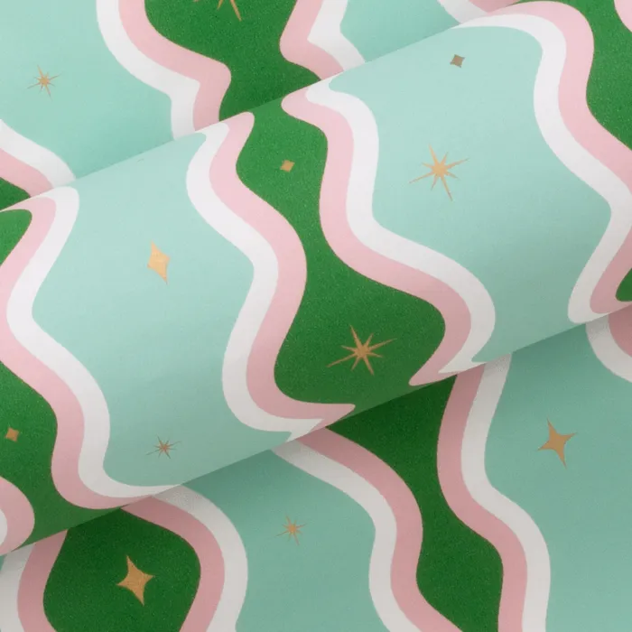 Retro Swirl Mint and Green Wrapping Paper