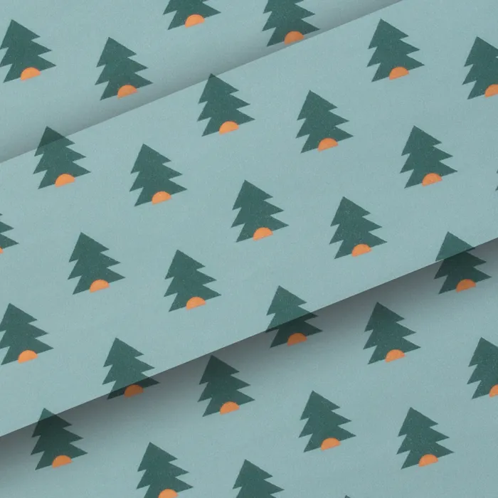 Christmas Trees Slate Wrapping Paper