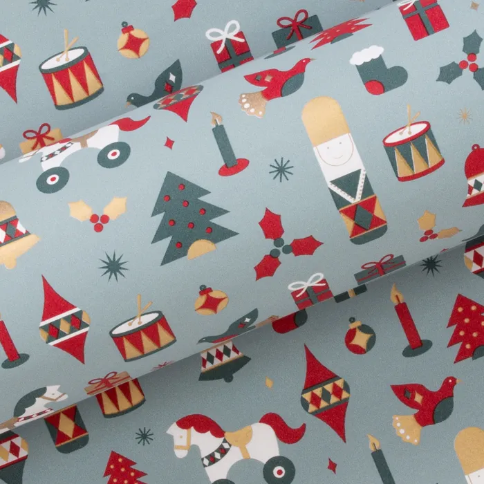 Drummer Boy Red and Slate Wrapping Paper