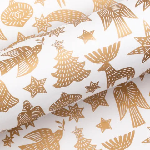 Christmas Decorations Gold and White Wrapping Paper