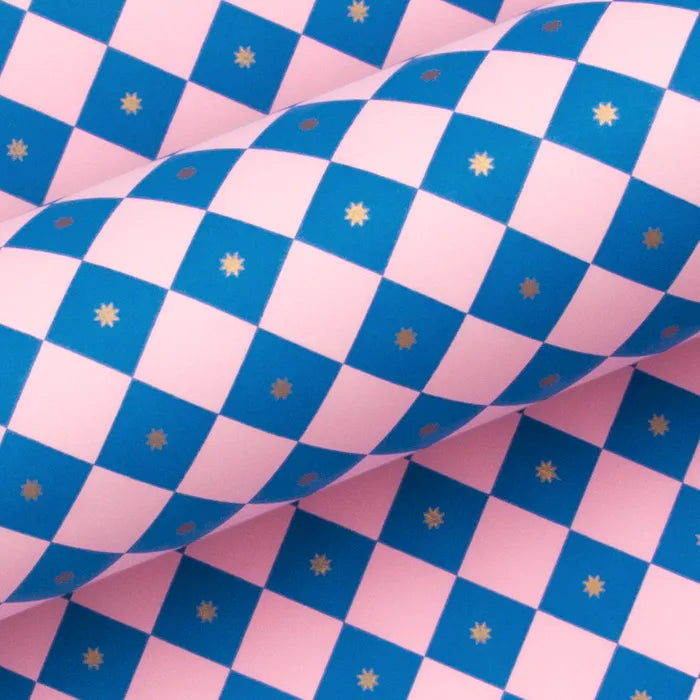 Harlequin Blue and Pink Wrapping Paper