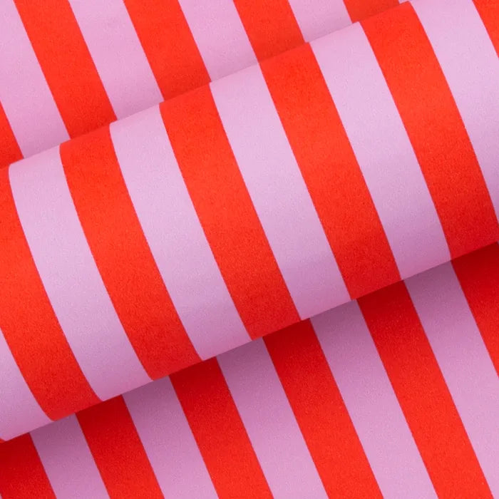 Wide Stripe Lilac and Red Wrapping Paper