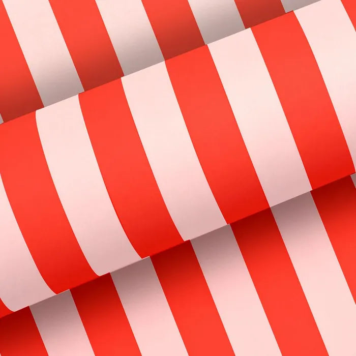 Wide Stripe Pink and Red Wrapping Paper