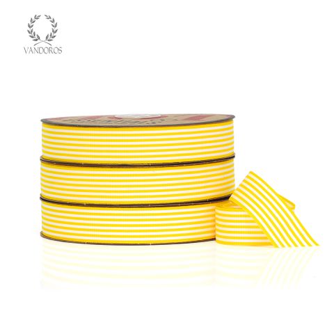 Ywllow and White Striped Grosgrain