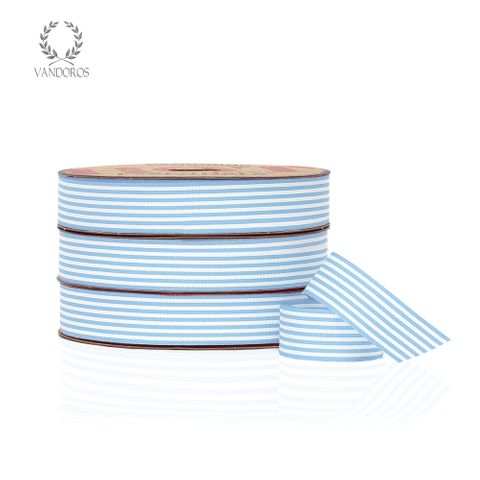 Light Blue and White Striped Grosgrain