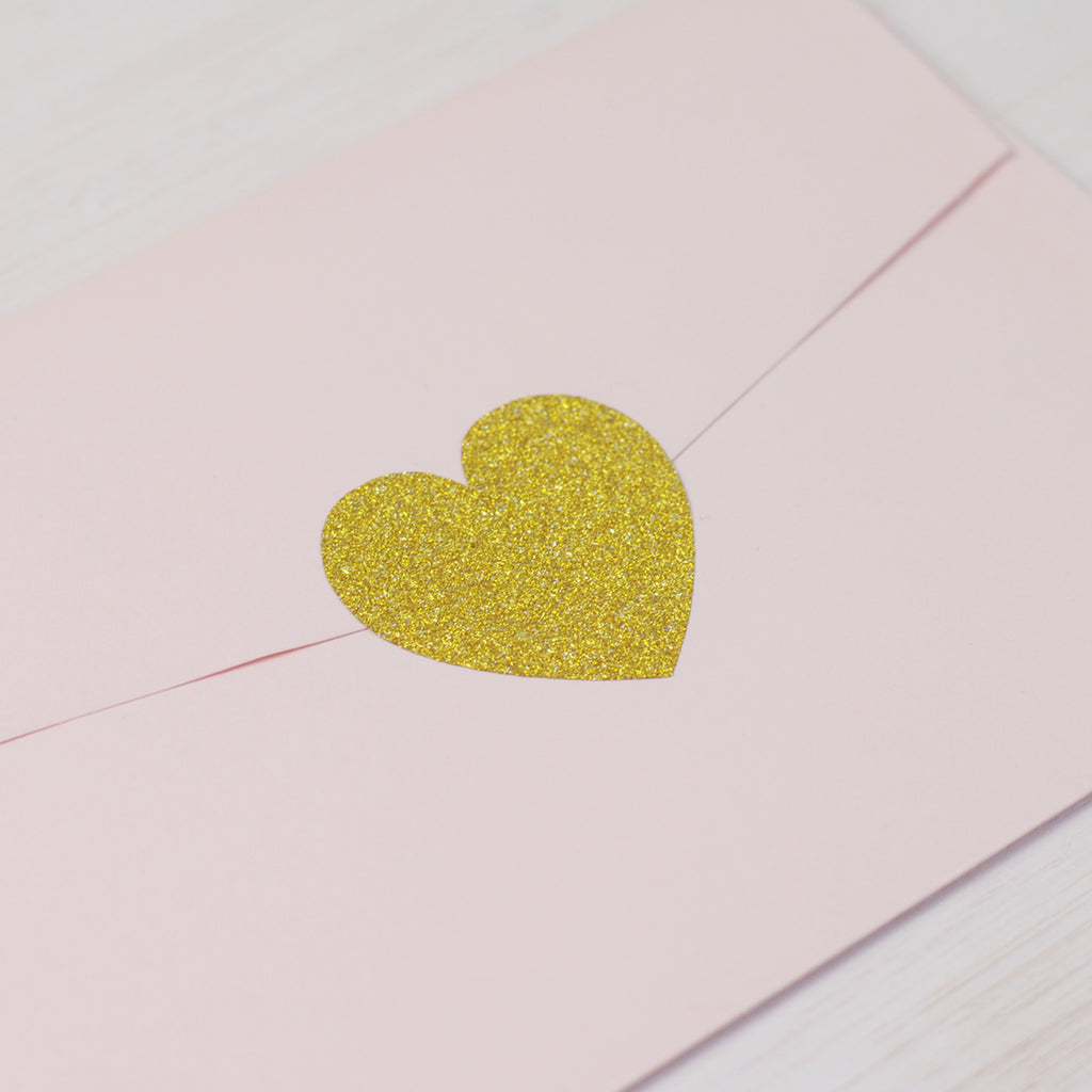 Large Heart Stickers in Gold Glitter