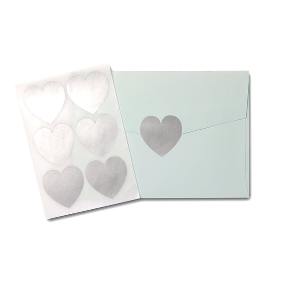 Silver Heart Stickers - Large