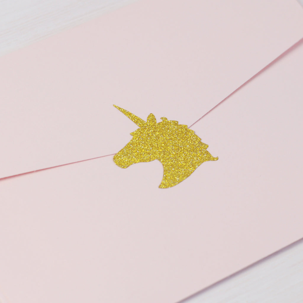 Gold Glitter Sparkly Unicorn Sticker Seals