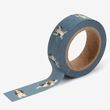 Beagle Washi Tape by Daily Like. Blue 15mm washi tape with cute beagle pattern