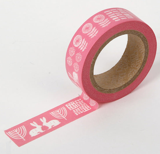 Pink Washi Tape with white nordic design