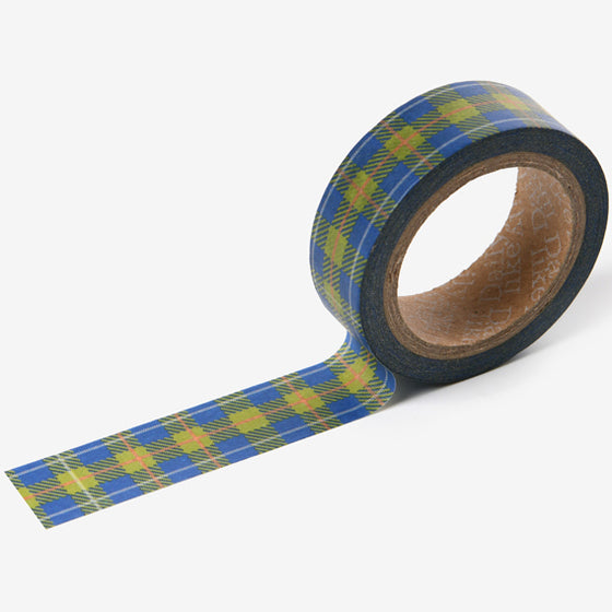 A roll of Daily Like washi tape, featuring a blue and green check pattern