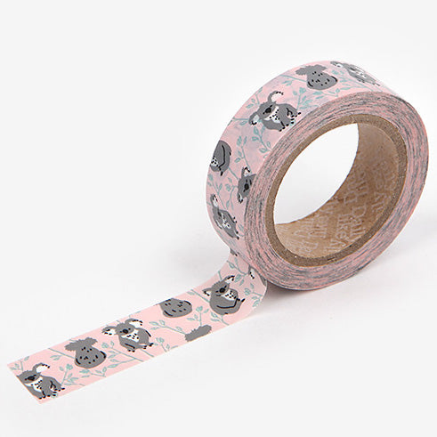 A roll of Daily Like washi tape, featuring koalas on a pink background