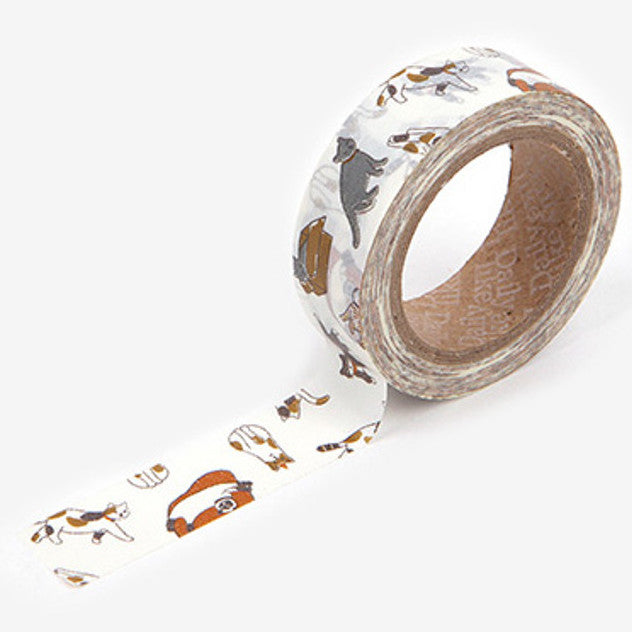 A roll of Daily Like washi tape, featuring playing kittens on a white background