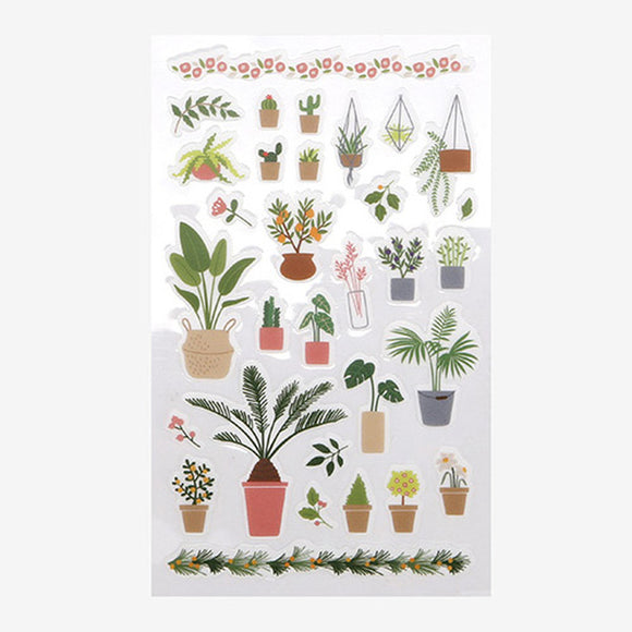 A sheet of Daily Like stickers featuring house plants and pot plants