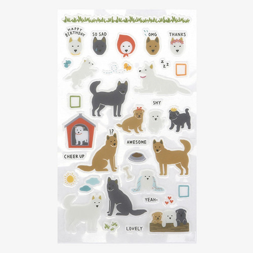 A sheet of Daily Like stickers featuring Jindo dogs